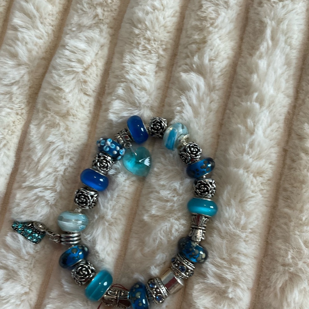 Chic Blue and Silver Charm Bracelet